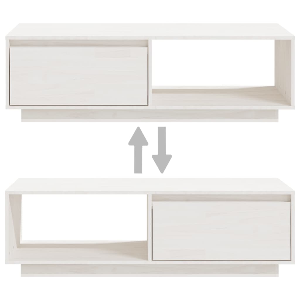vidaXL Couchtisch Weiß 110x50x33,5 cm Massivholz Kiefer