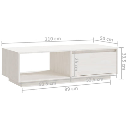 vidaXL Couchtisch Weiß 110x50x33,5 cm Massivholz Kiefer