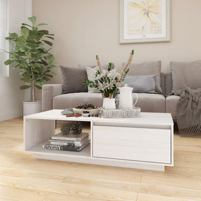 vidaXL Couchtisch Weiß 110x50x33,5 cm Massivholz Kiefer