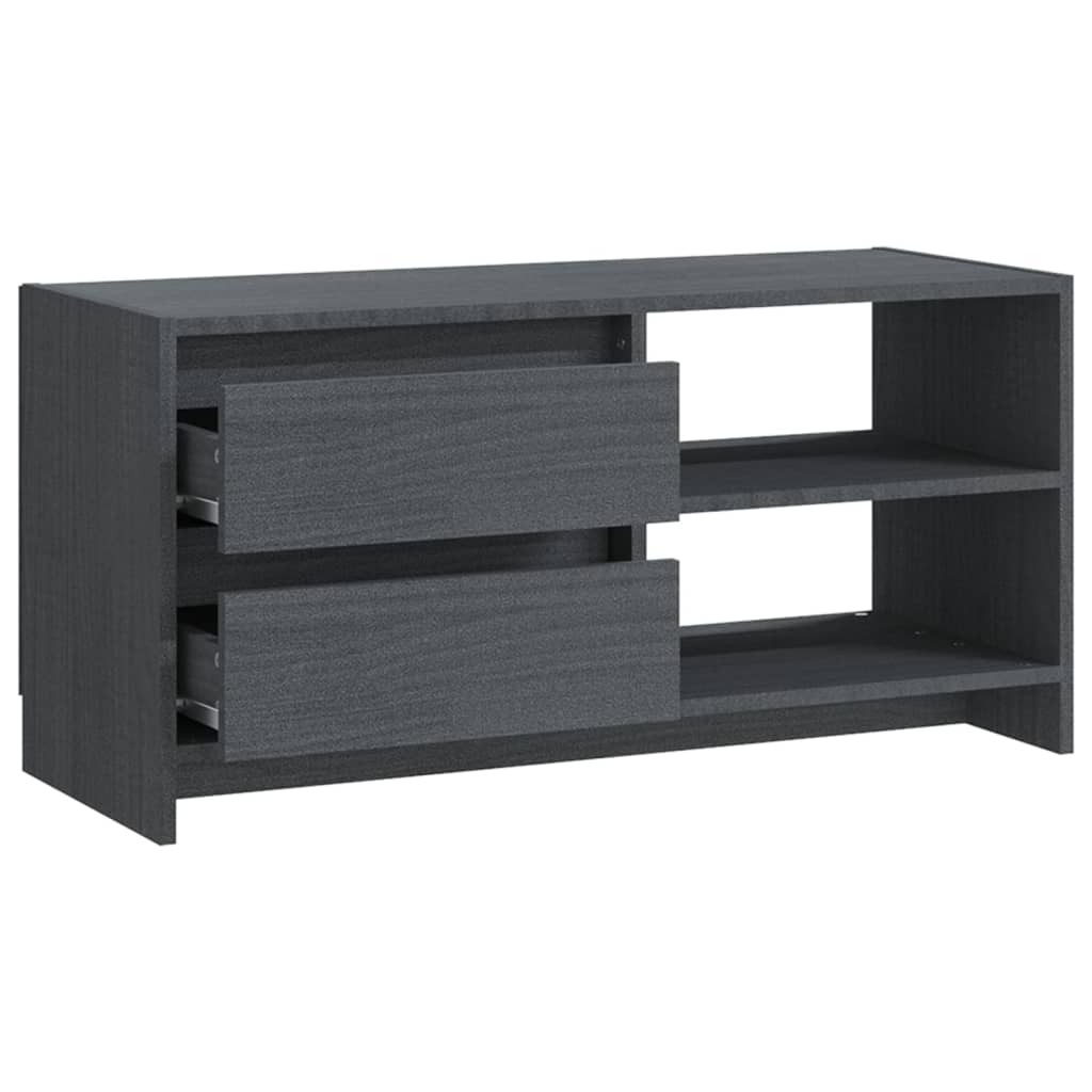 vidaXL TV-Schrank Grau 80x31x39 cm Massivholz Kiefer