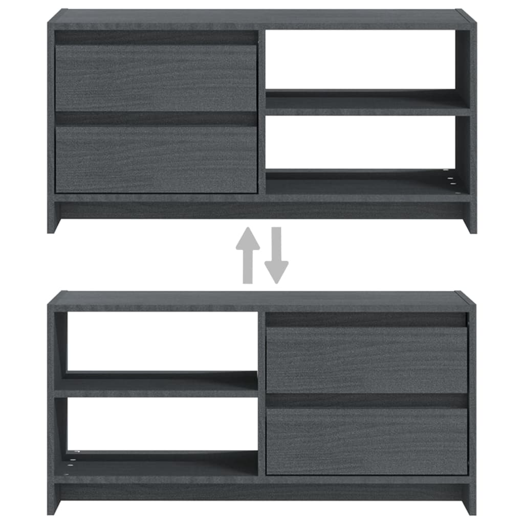 vidaXL TV-Schrank Grau 80x31x39 cm Massivholz Kiefer