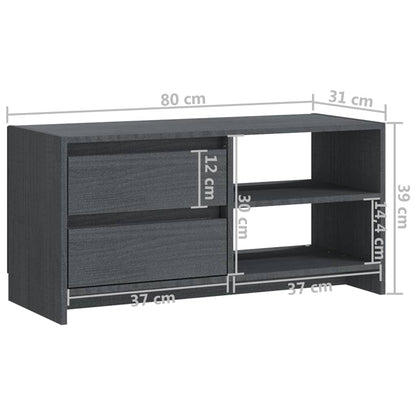 vidaXL TV-Schrank Grau 80x31x39 cm Massivholz Kiefer