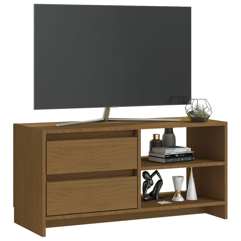 vidaXL Meuble TV marron miel 80x31x39 cm Bois de pin massif