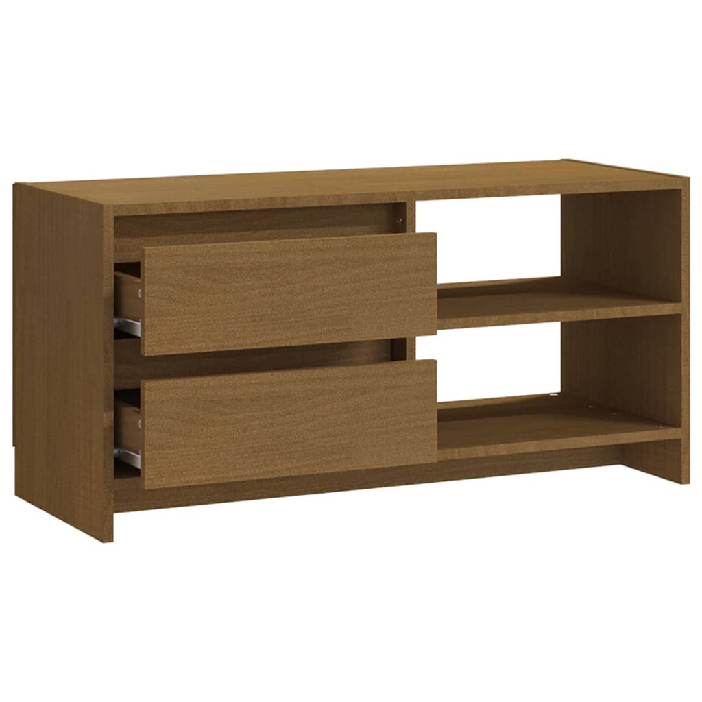 vidaXL Meuble TV marron miel 80x31x39 cm Bois de pin massif
