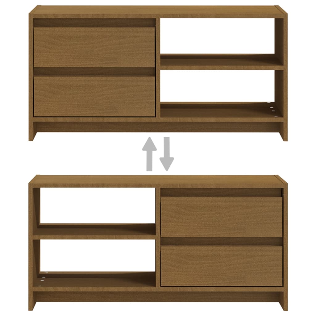 vidaXL Meuble TV marron miel 80x31x39 cm Bois de pin massif