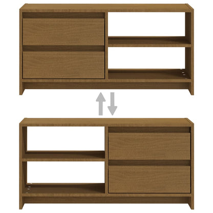 vidaXL Meuble TV marron miel 80x31x39 cm Bois de pin massif