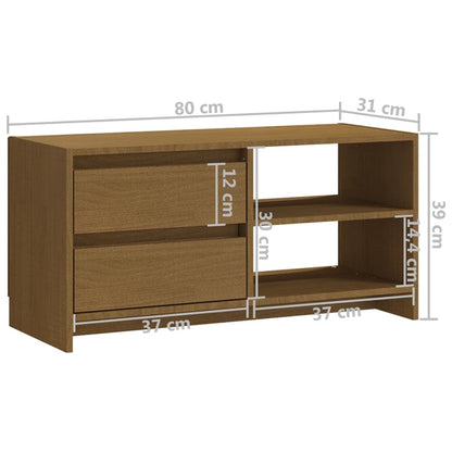 vidaXL Meuble TV marron miel 80x31x39 cm Bois de pin massif
