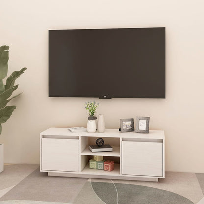vidaXL TV-Schrank Weiß 110x30x40 cm Massivholz Kiefer