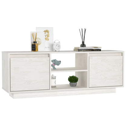 vidaXL TV-Schrank Weiß 110x30x40 cm Massivholz Kiefer