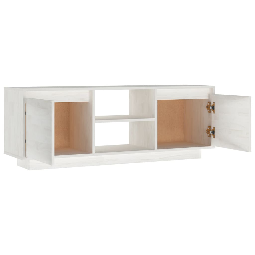 vidaXL TV-Schrank Weiß 110x30x40 cm Massivholz Kiefer
