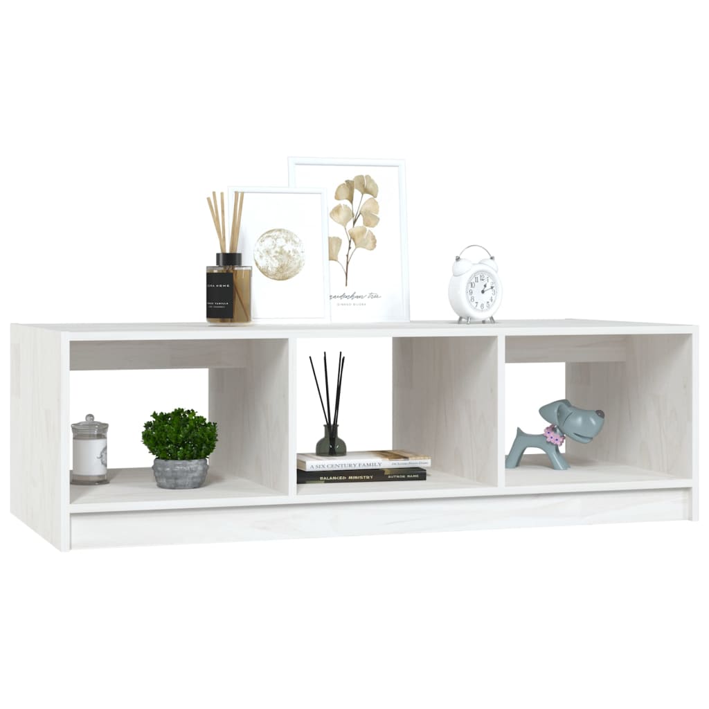 vidaXL Couchtisch Weiß 110x50x34 cm Massivholz Kiefer