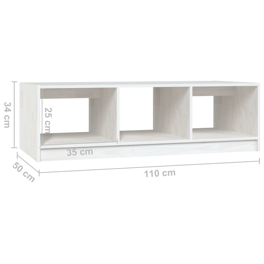 vidaXL Couchtisch Weiß 110x50x34 cm Massivholz Kiefer