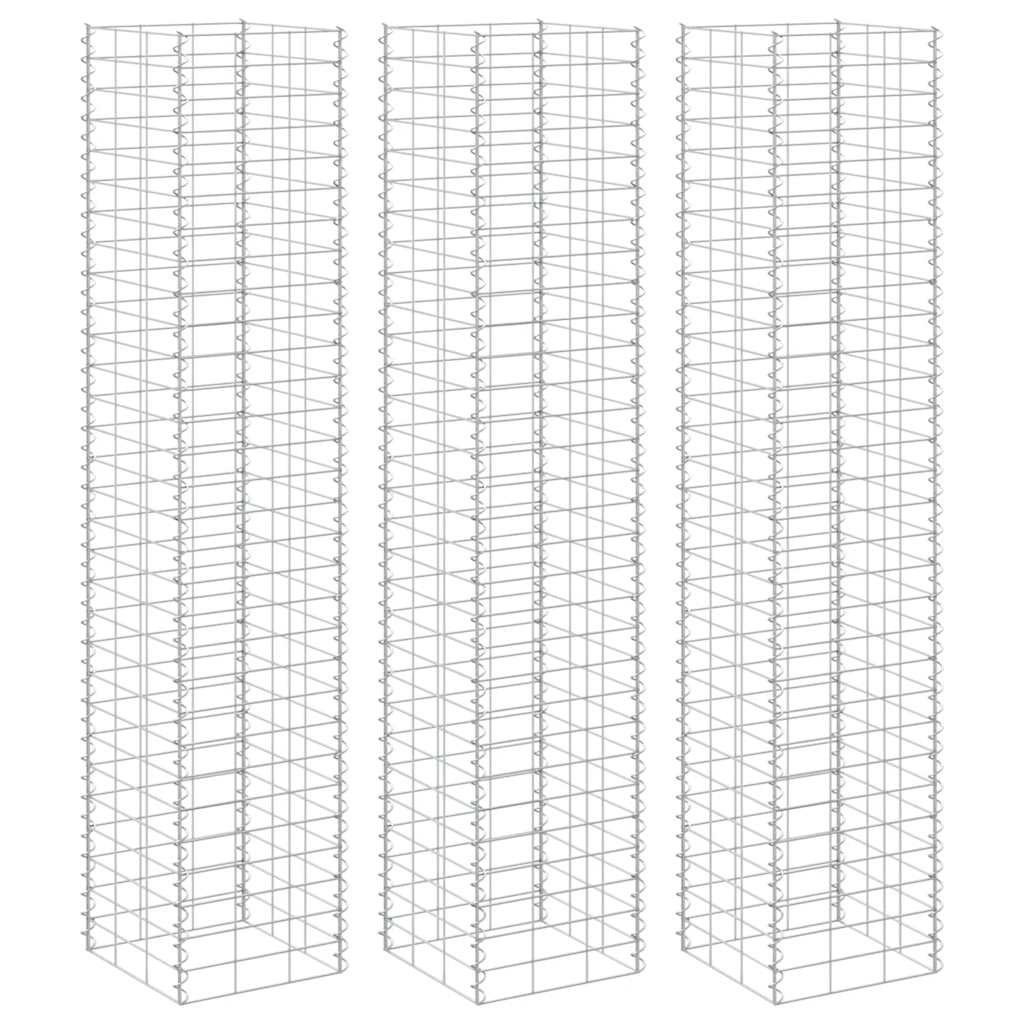 vidaXL Gabionen-Hochbeete 3 Stk. 30x30x200 cm Eisen