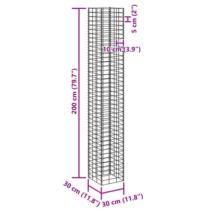 vidaXL Gabionen-Hochbeete 3 Stk. 30x30x200 cm Eisen