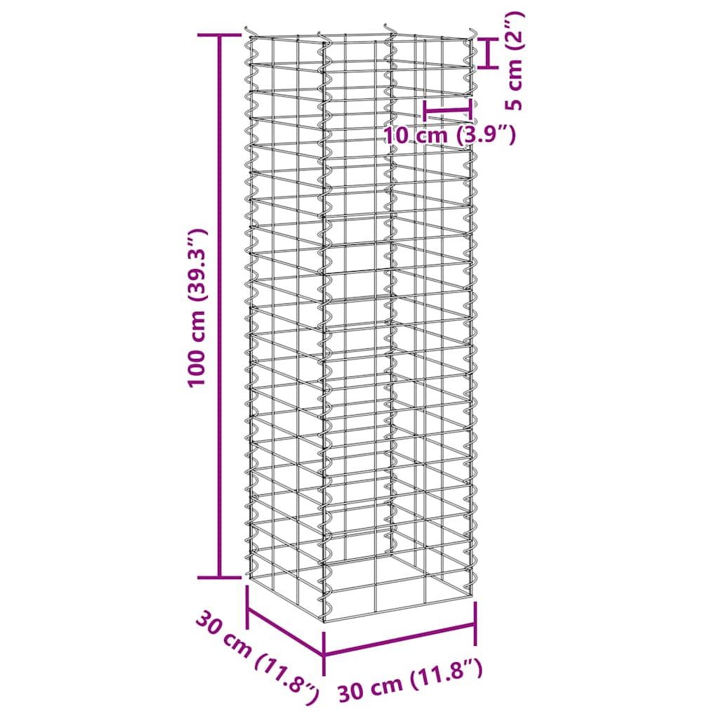 vidaXL Gabionen-Hochbeete 4 Stk. 30x30x50/100/150/200 cm Eisen