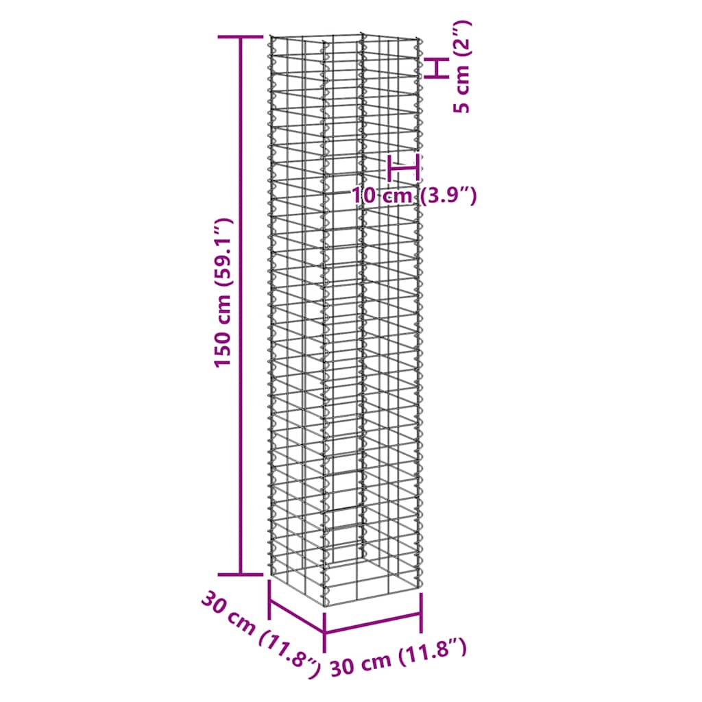 vidaXL Gabionen-Hochbeete 4 Stk. 30x30x50/100/150/200 cm Eisen