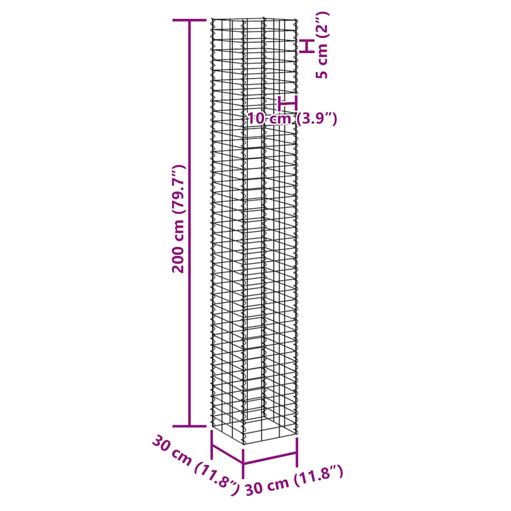 vidaXL Gabionen-Hochbeete 4 Stk. 30x30x50/100/150/200 cm Eisen