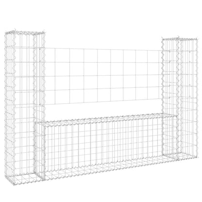 vidaXL Gabion U-förmiger Korb mit 2 Säulen Eisen 140x20x100 cm