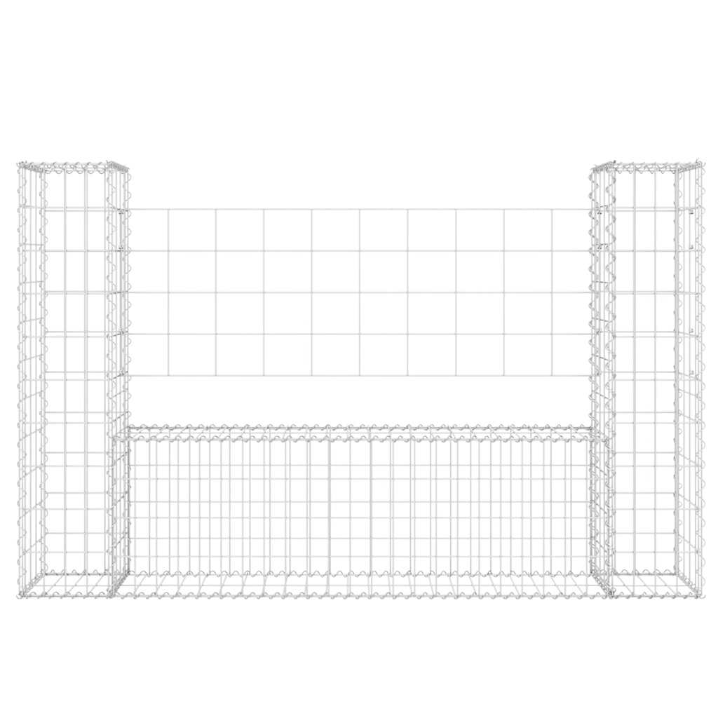 vidaXL Gabion U-förmiger Korb mit 2 Säulen Eisen 140x20x100 cm