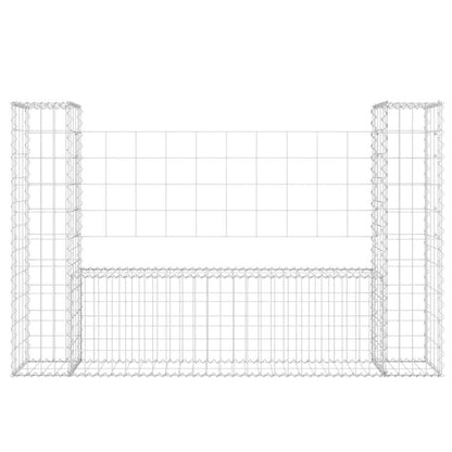vidaXL Gabion U-förmiger Korb mit 2 Säulen Eisen 140x20x100 cm