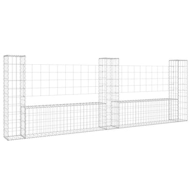 vidaXL Panier Gabion en U avec 3 Poteaux Fer 260x20x100 cm