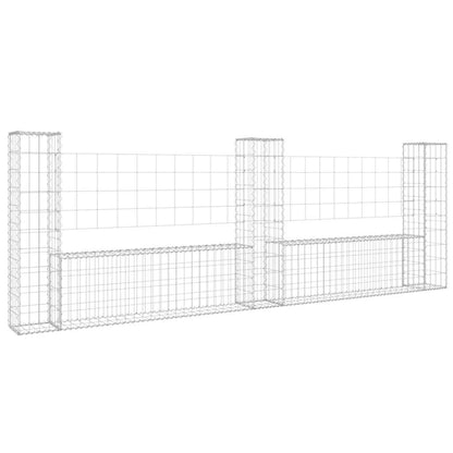 vidaXL Panier Gabion en U avec 3 Poteaux Fer 260x20x100 cm