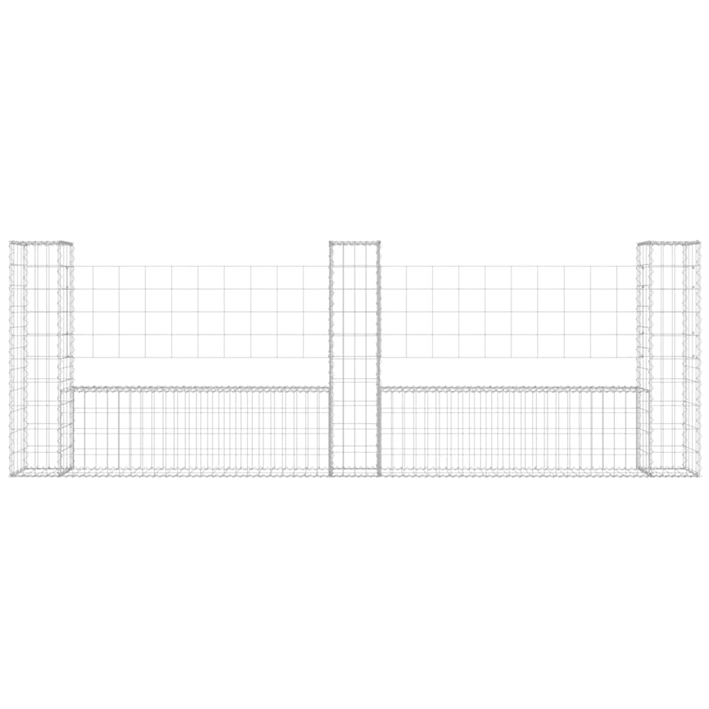 vidaXL Panier Gabion en U avec 3 Poteaux Fer 260x20x100 cm
