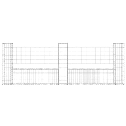 vidaXL Panier Gabion en U avec 3 Poteaux Fer 260x20x100 cm