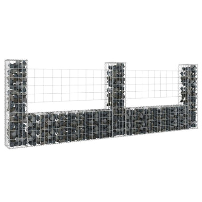 vidaXL Panier Gabion en U avec 3 Poteaux Fer 260x20x100 cm