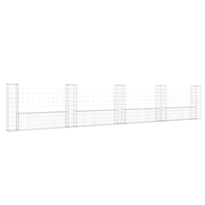 vidaXL Gabion en forme de U avec 5 poteaux, fer 500x20x100 cm