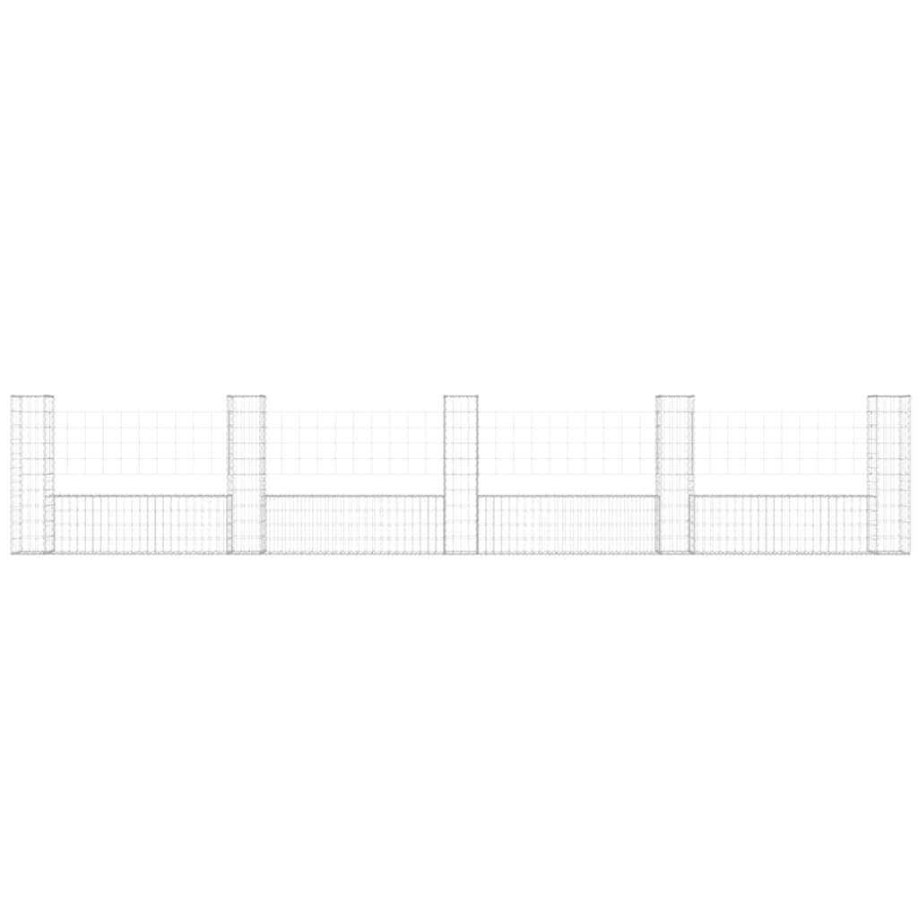 vidaXL Gabion en forme de U avec 5 poteaux, fer 500x20x100 cm