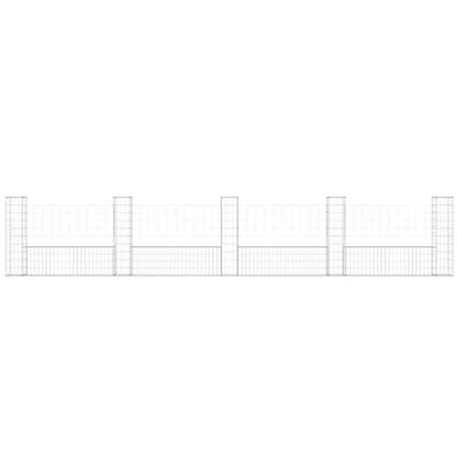 vidaXL Gabion en forme de U avec 5 poteaux, fer 500x20x100 cm