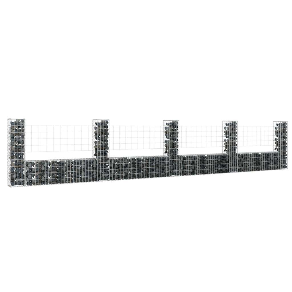 vidaXL Gabion en forme de U avec 5 poteaux, fer 500x20x100 cm