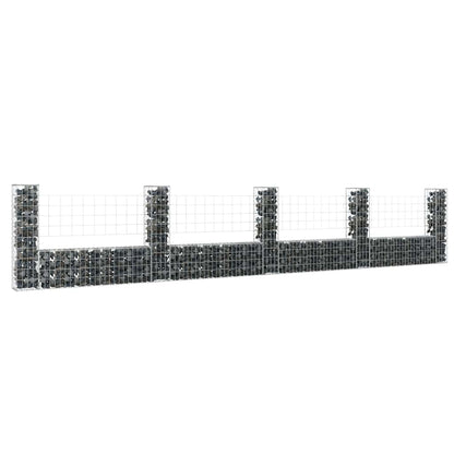 vidaXL Gabion en forme de U avec 5 poteaux, fer 500x20x100 cm