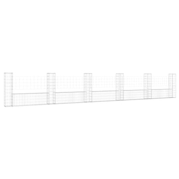 vidaXL Panier de gabions en U avec 6 poteaux en fer 620x20x100 cm