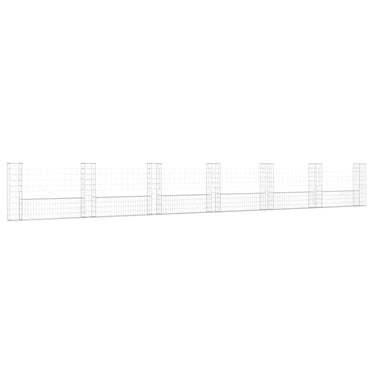 vidaXL Panier Gabion en U avec 7 poteaux en fer 740x20x100 cm