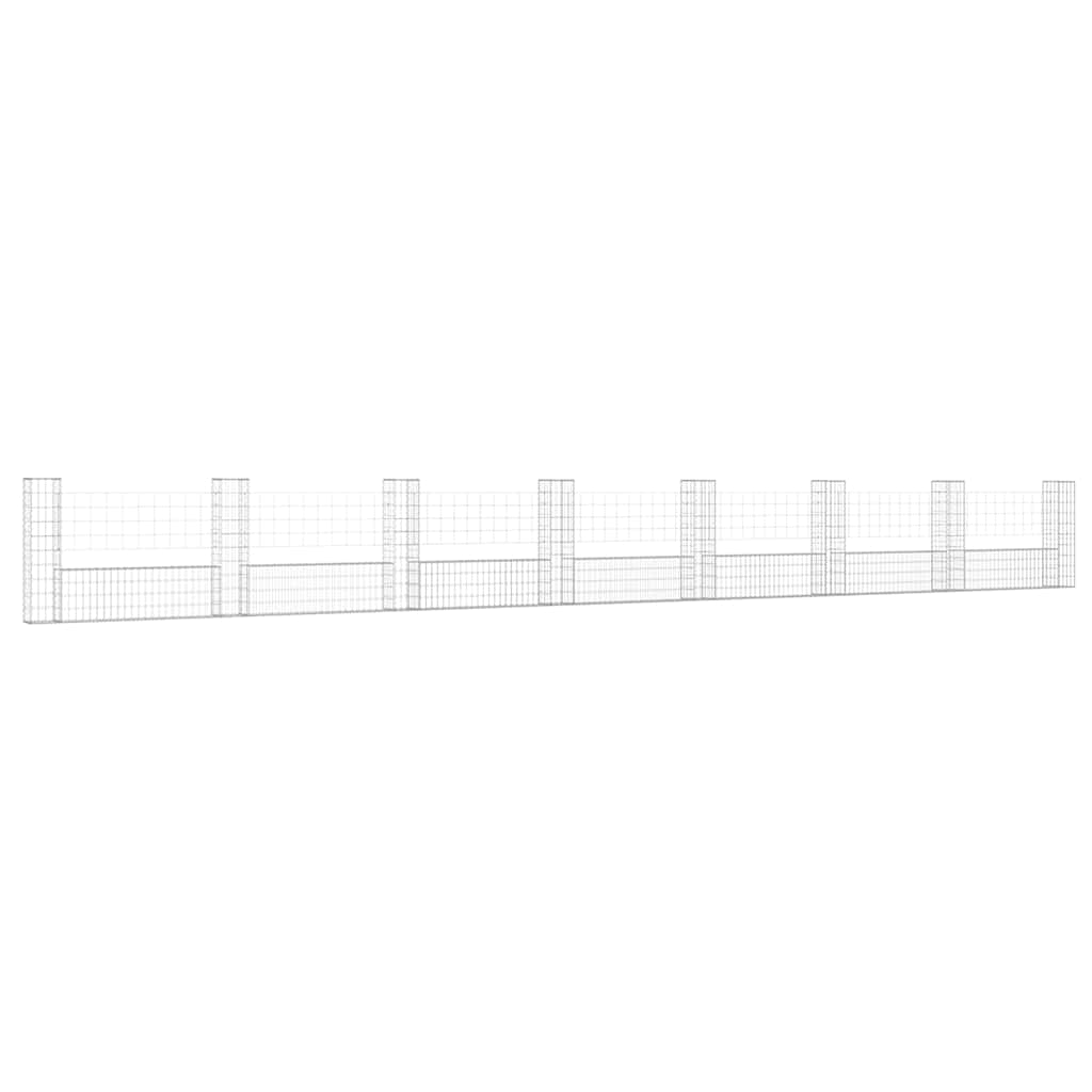 vidaXL Gabionenkorb en U avec 8 poteaux en fer 860x20x100 cm