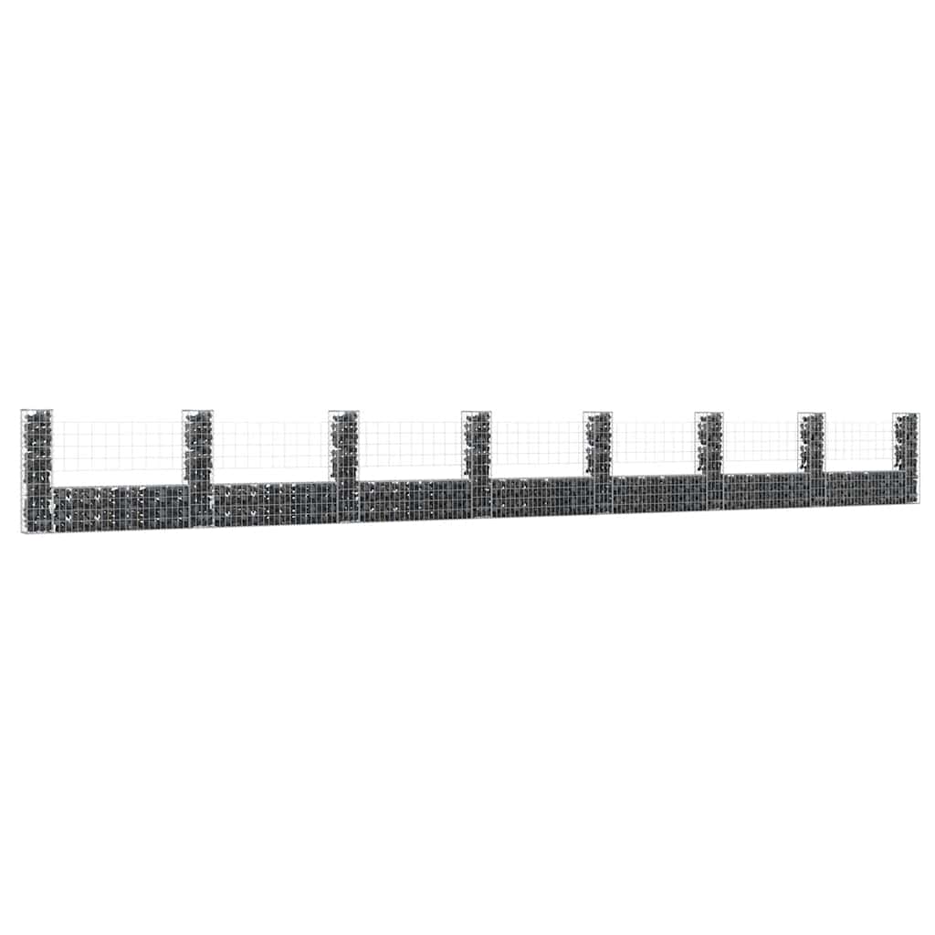 vidaXL Gabionenkorb en U avec 8 poteaux en fer 860x20x100 cm