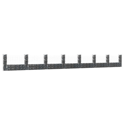 vidaXL Gabionenkorb en U avec 8 poteaux en fer 860x20x100 cm