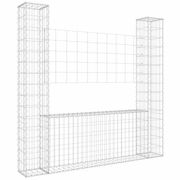 vidaXL Gabionenkorb U-Form mit 2 Säulen Eisen 140x20x150 cm