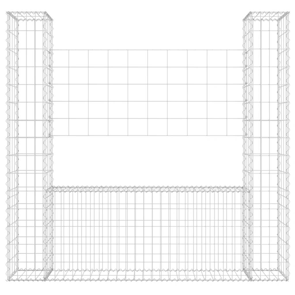 vidaXL Gabionenkorb U-Form mit 2 Säulen Eisen 140x20x150 cm