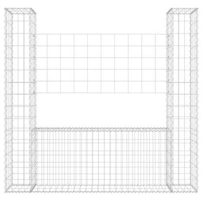 vidaXL Gabionenkorb U-Form mit 2 Säulen Eisen 140x20x150 cm