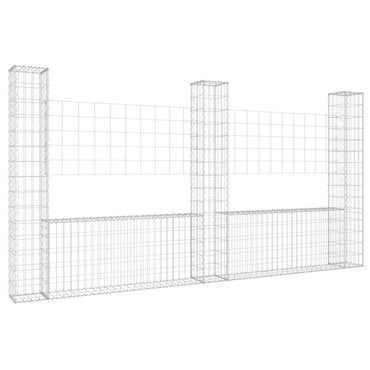 vidaXL Gabion en U avec 3 piliers en fer 260x20x150 cm