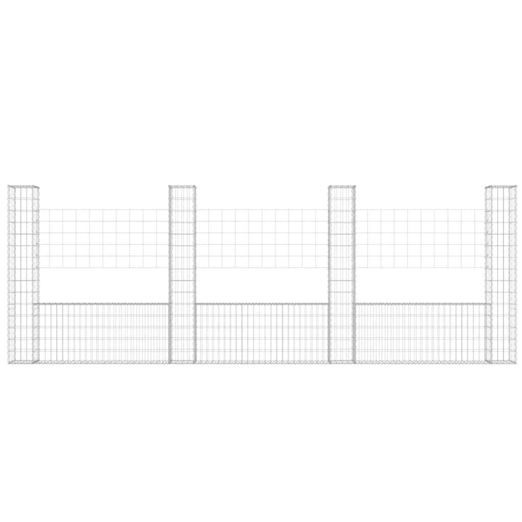 vidaXL Panier de gabion en U avec 4 poteaux en fer 380x20x150 cm