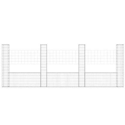 vidaXL Panier de gabion en U avec 4 poteaux en fer 380x20x150 cm
