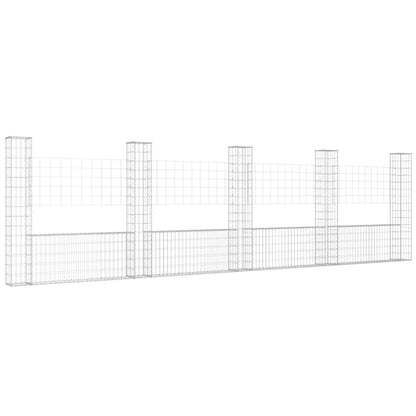 vidaXL Panier de gabions en U avec 5 poteaux en fer 500x20x150 cm