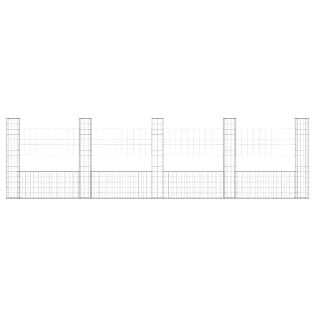 vidaXL Panier de gabions en U avec 5 poteaux en fer 500x20x150 cm