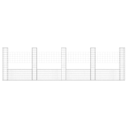 vidaXL Panier de gabions en U avec 5 poteaux en fer 500x20x150 cm