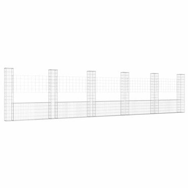 vidaXL Gabion en U avec 6 poteaux en fer 620x20x150 cm