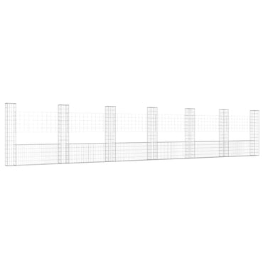 vidaXL Gabionenkorb U-förmig mit 7 Säulen Eisen 740x20x150 cm